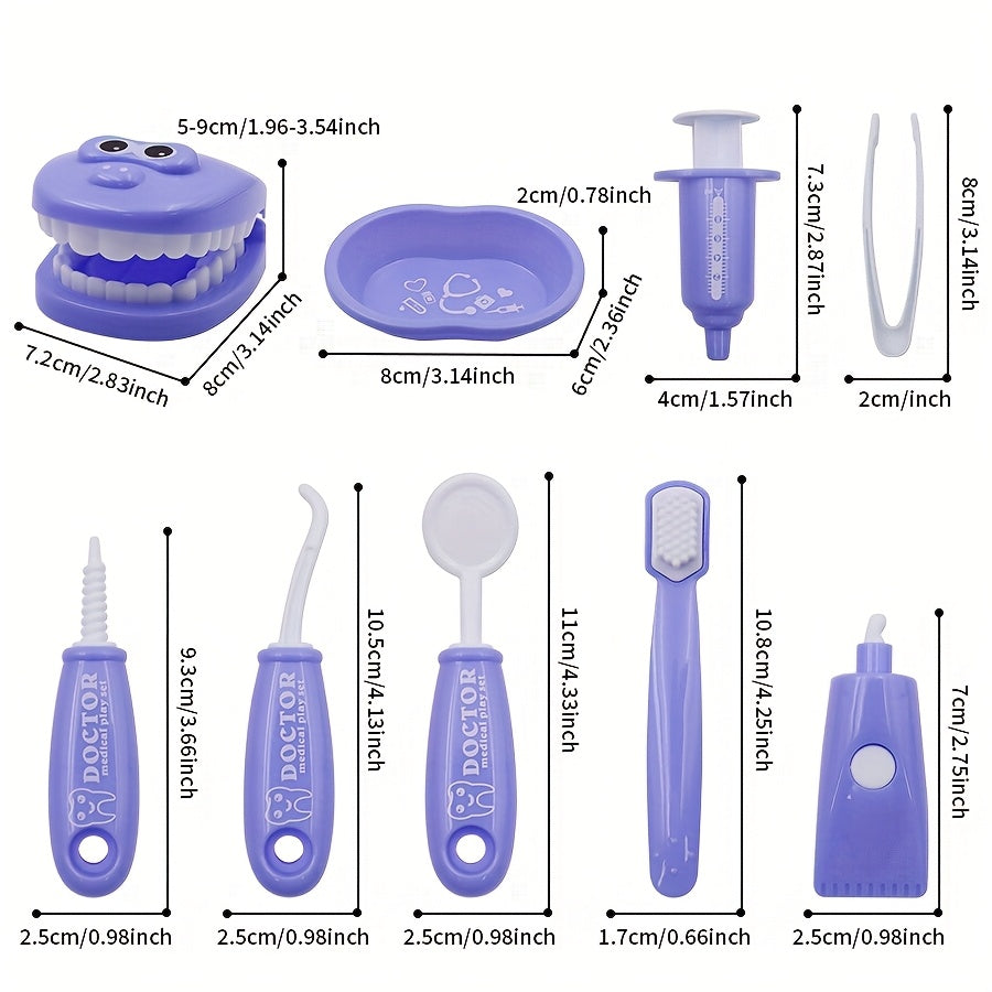 9pcs Plastic Dentist Play Set Medical Kit Pretend Toy for Kids in 6 Colors