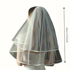 Vintage Double Layer Satin Wedding Veil with Hair Comb