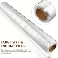Christmas Cellophane Wrap Roll 86 36 Cm X 30 48 M Snowflake Pattern 3 Mil
