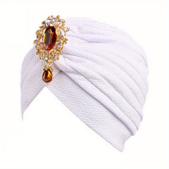 Crystal Pendant Decor Turban Cap Bonnet Head Wrap Elastic Beanie