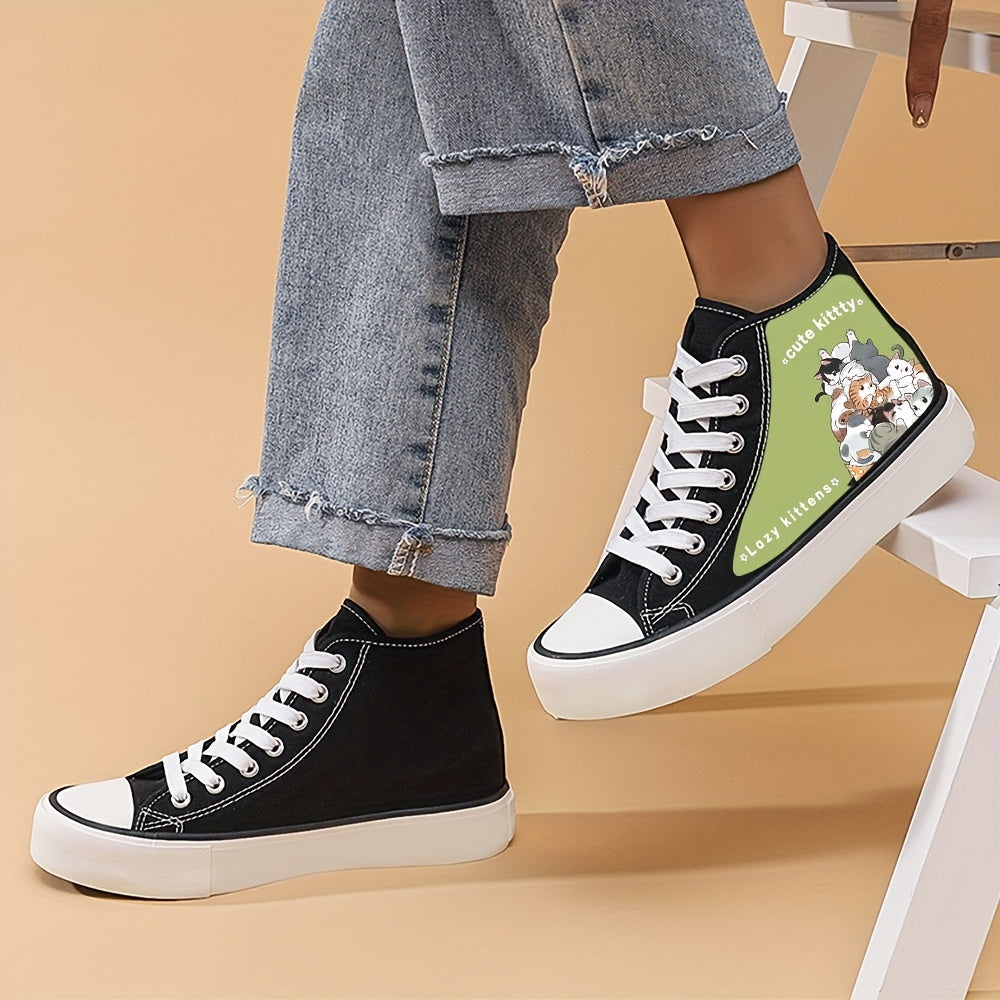 Kitty Graphic Canvas High Top Sneakers for Women