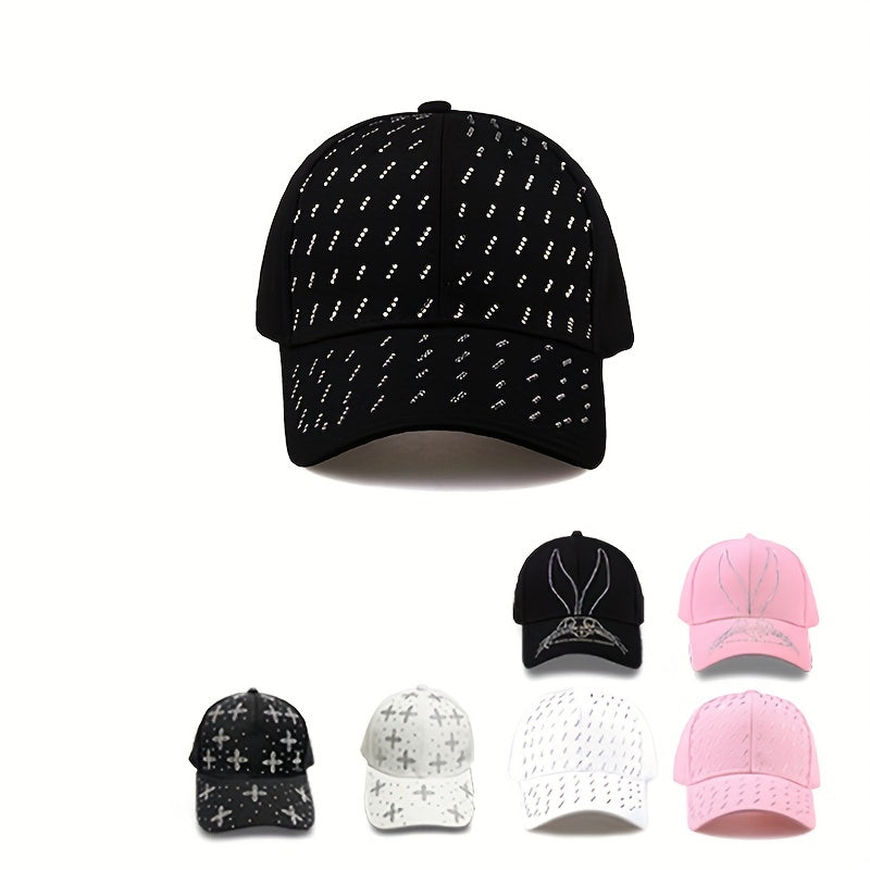 Rhinestone Decor Baseball Cap Unisex Dad Hat Sun Hat