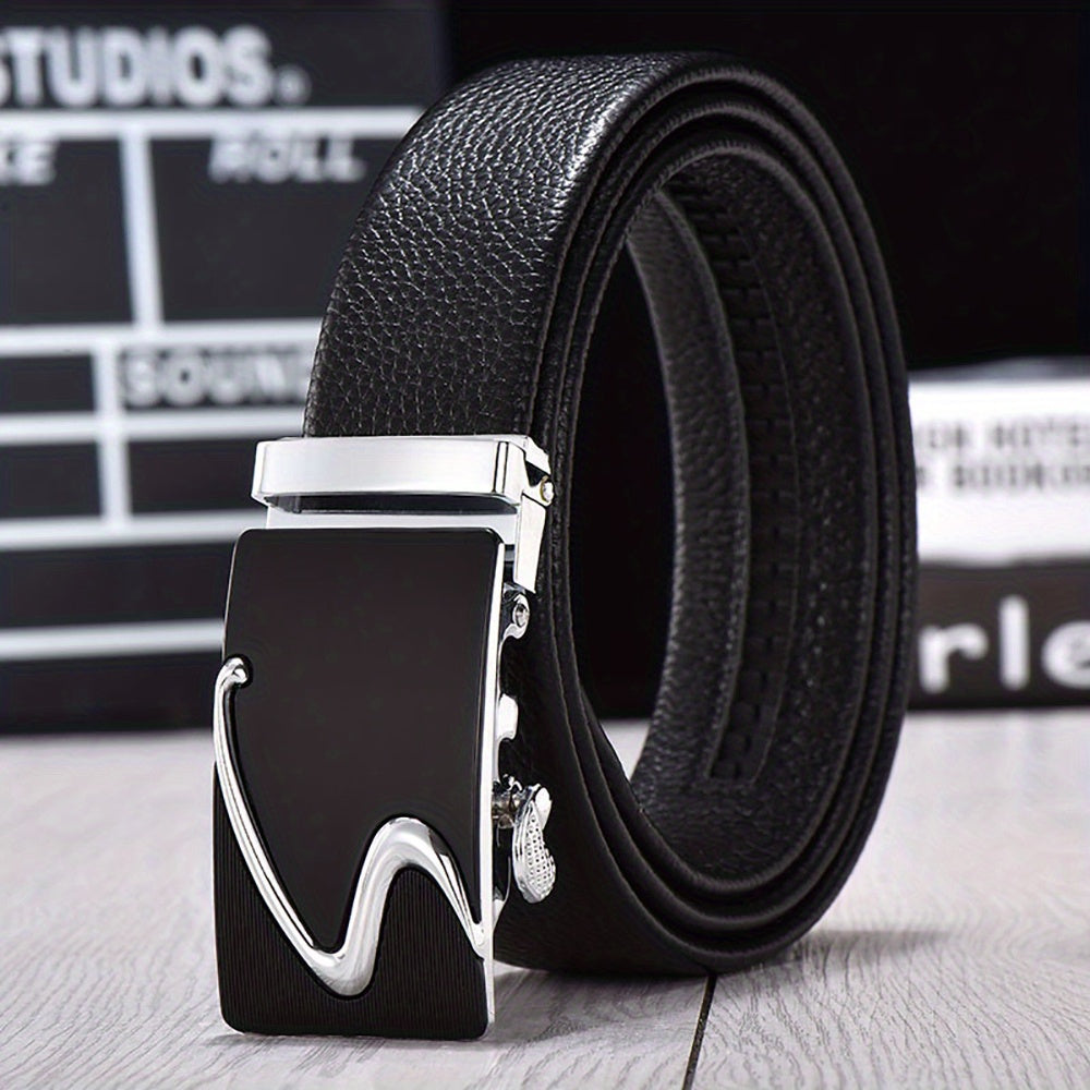 Men's Leather Belt with Automatic Buckle