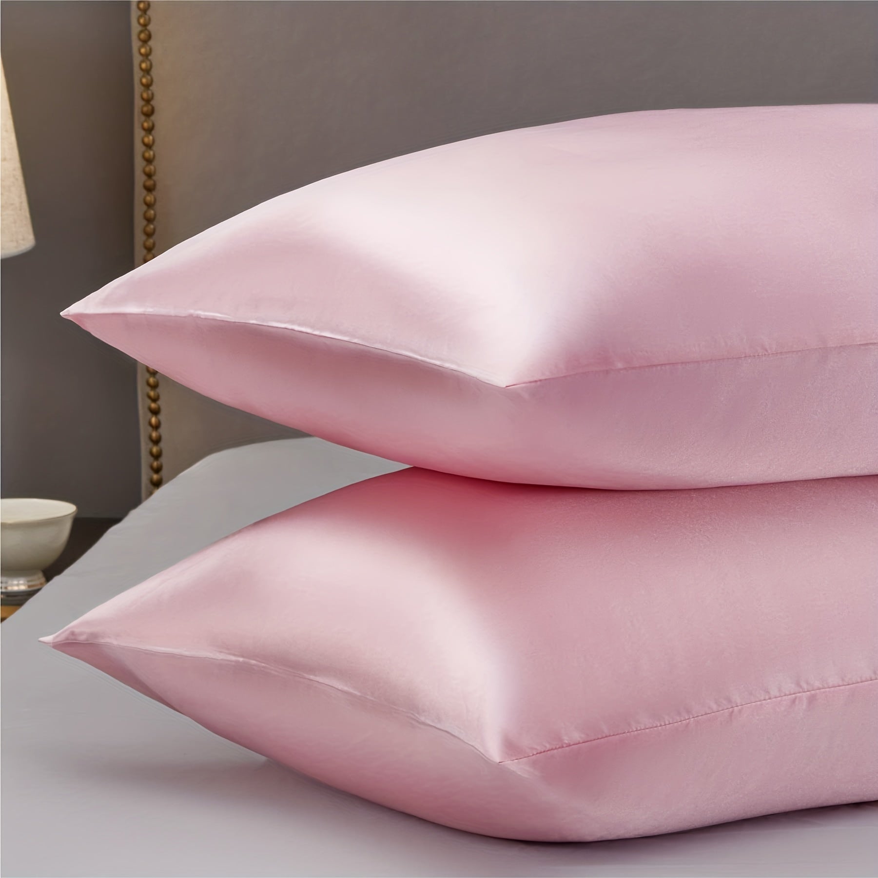 2pcs Pink Satin Pillowcase for Hair and Skin Queen 20 X 30 Inches
