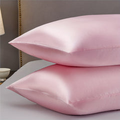 2pcs Pink Satin Pillowcase for Hair and Skin Queen 20 X 30 Inches