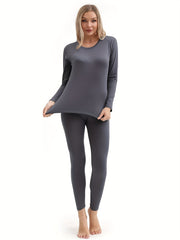 Women's Thermal Underwear Set Soft Base Layer Skiing Winter Warm Top & Leggings