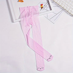 Girls Pink Cat Stylish Pantyhose Dot Pattern Dress Tights