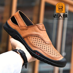 LAORENTOU Men's Leather Sandals for Hiking Trekking