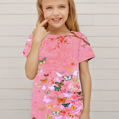 Girl's 3D Butterfly Graphic Active Tee