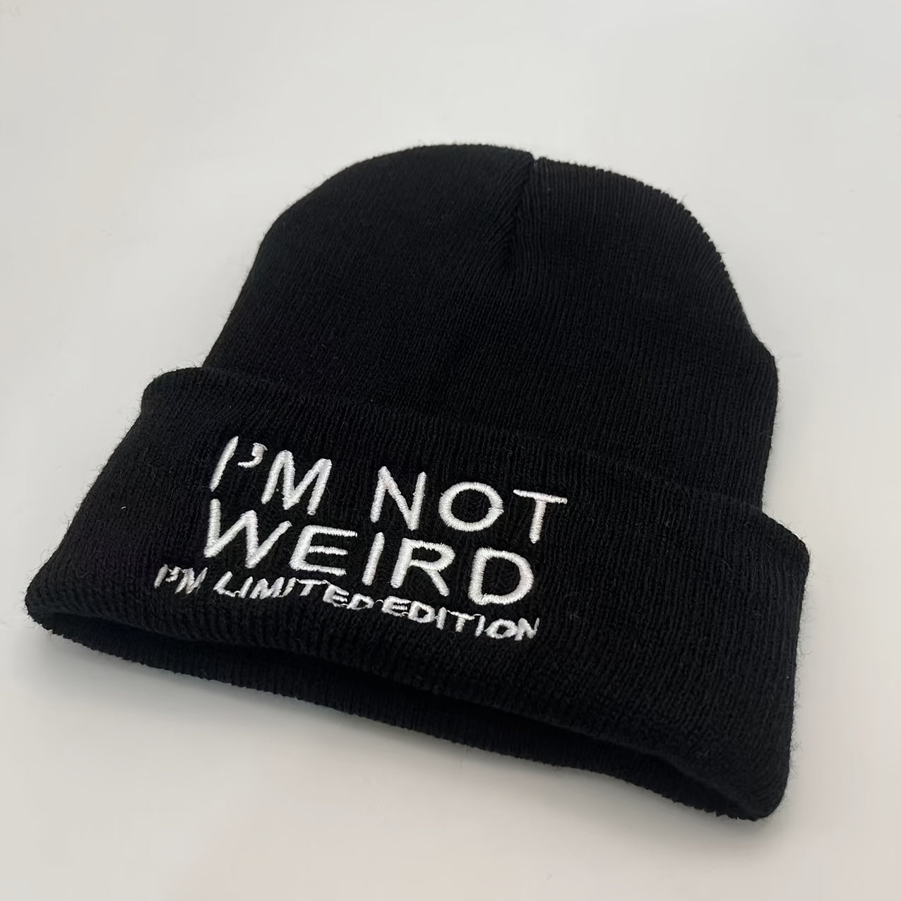 Y2K Gothic I'M NOT WEIRD Knitted Beanie Hat for Outdoor Activities