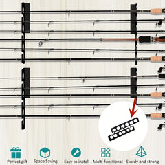 2pcs Iron Fishing Rod Holder Wall Ceiling Mounted Fishing Pole Storage Rack