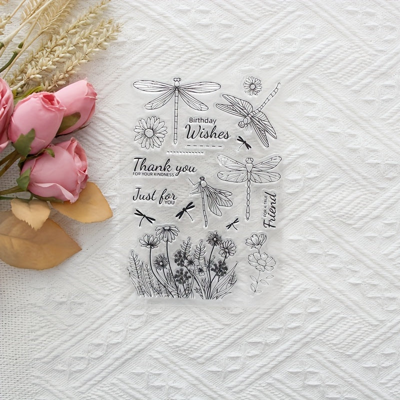 Dragonfly Flower Transparent Stamp - Add a Magical Touch to Your Crafts