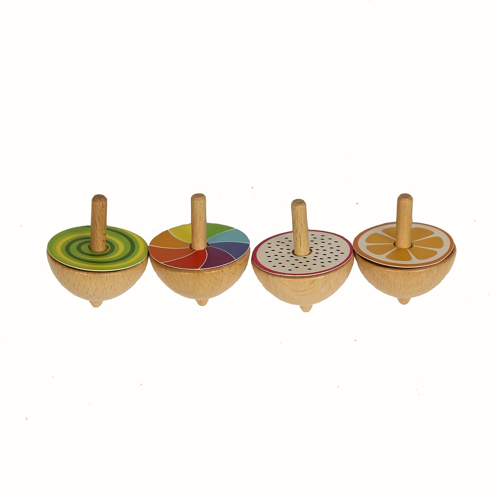 4pcs Wooden Spinning Top Gyroscope Fruit Spin Top Educational Toy