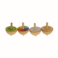 4pcs Wooden Spinning Top Gyroscope Fruit Spin Top Educational Toy