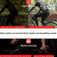 Bike Tail Light Ultra Bright LED USB Rechargeable Waterproof Cycling Safety