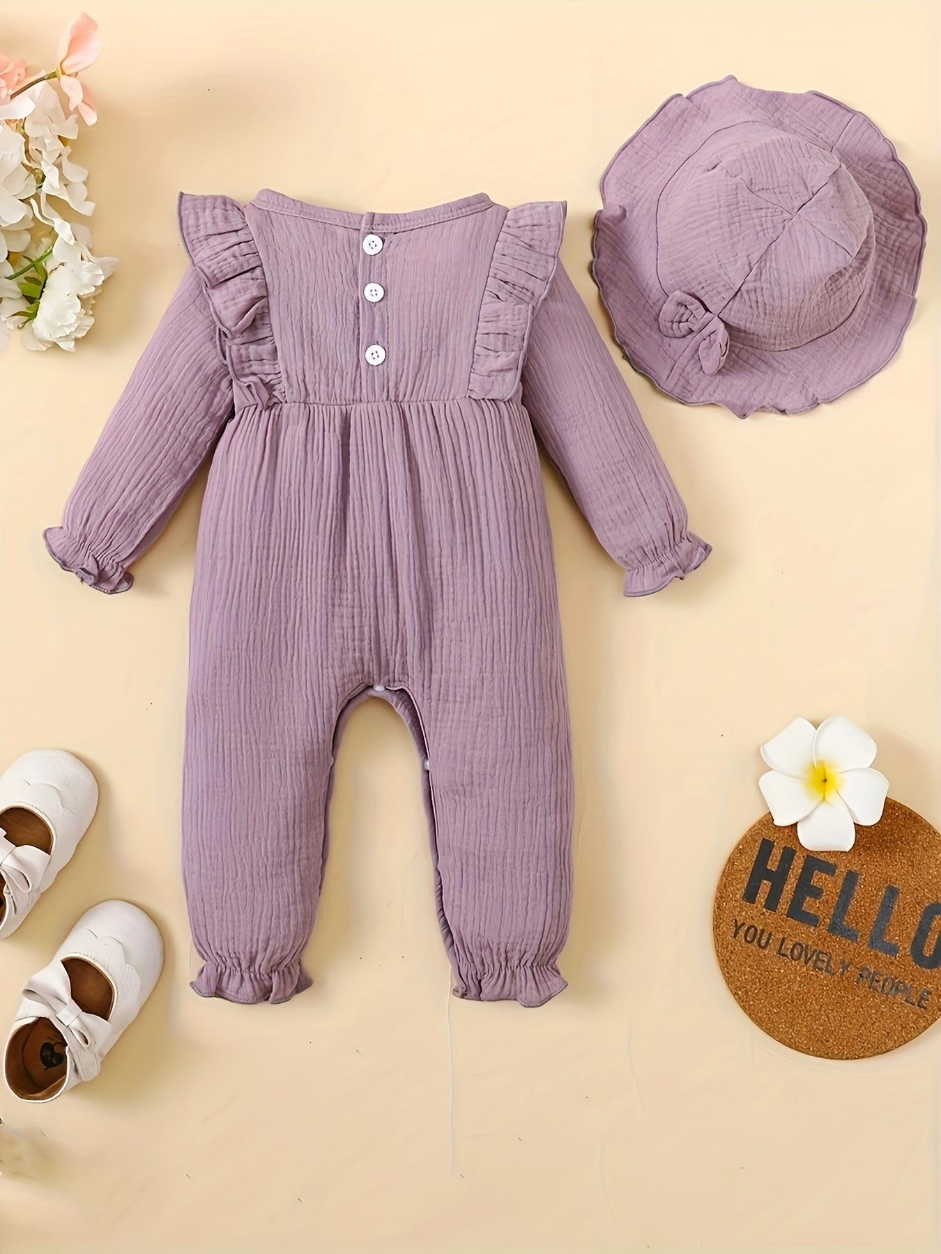 Unisex Baby Ruffle Romper & Headband Set for Newborns