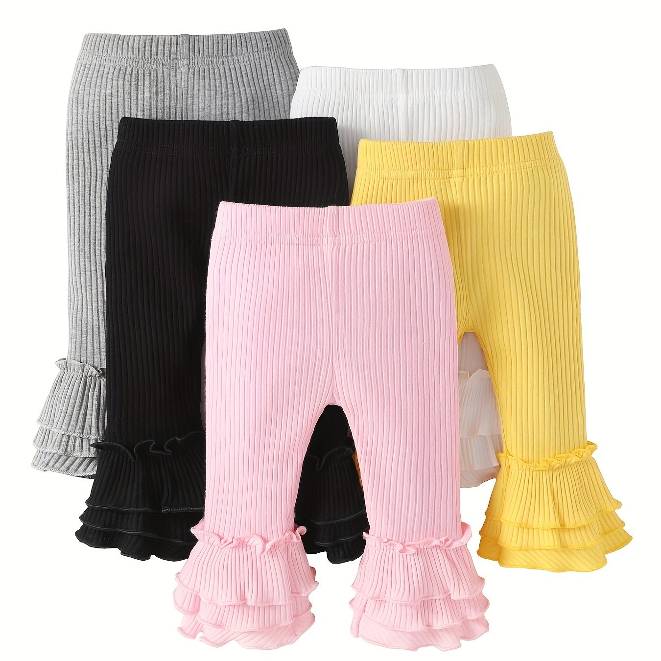 Baby Girl Flared Pants Ruffle Trousers Leggings 5pcs Set