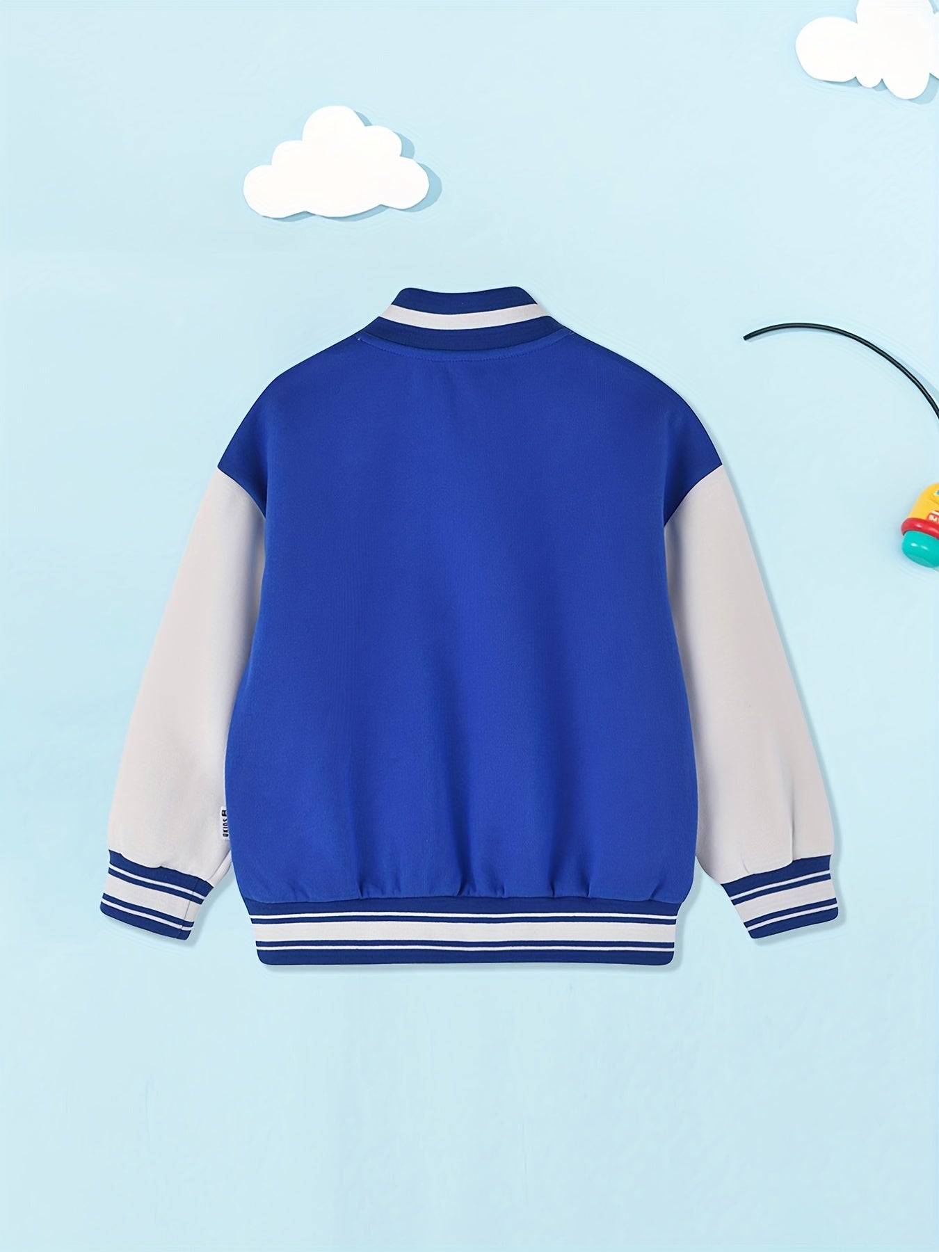 Boys Letter Print Varsity Jacket Long Sleeve