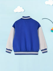 Boys Letter Print Varsity Jacket Long Sleeve