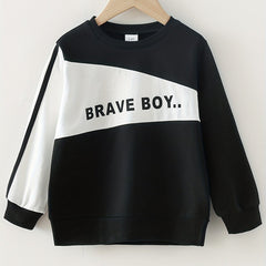 Baby Boys Pullover Sweatshirt BRAVE BOY Letter Print Casual Long Sleeve
