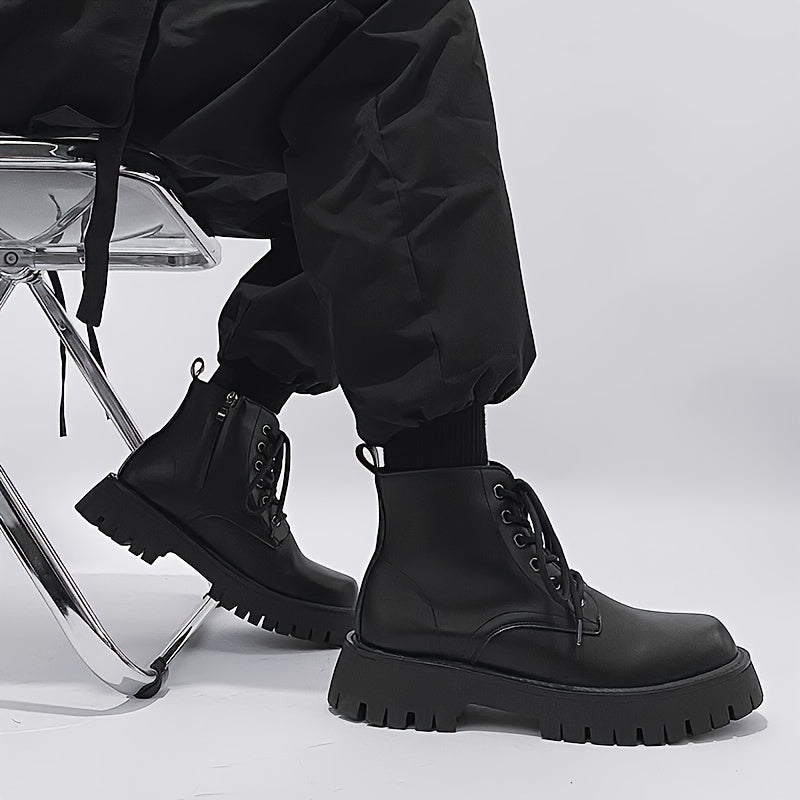 Men's High Top Platform Boots Non Slip Zip Up Shoes