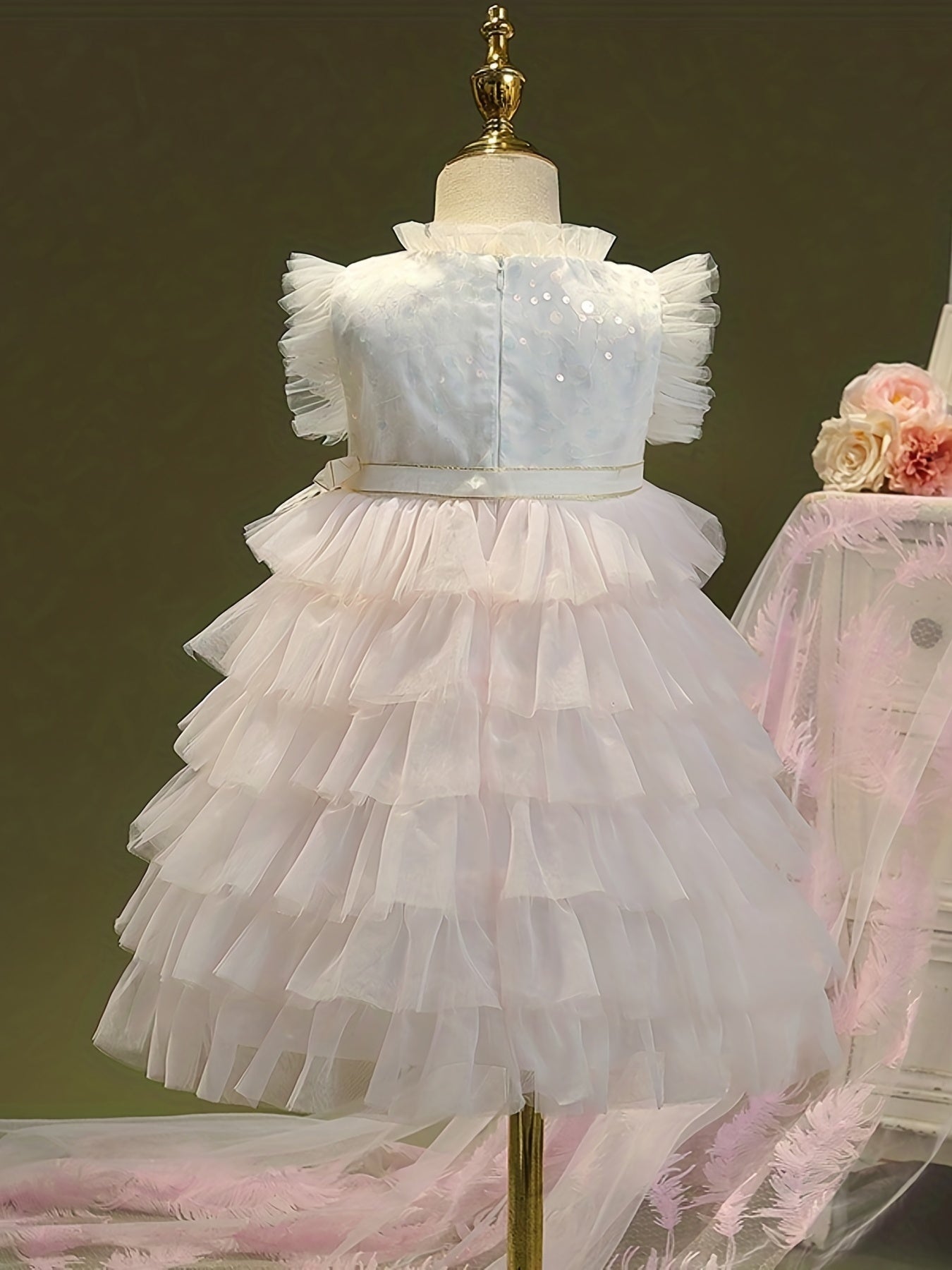 Girls' Sequins & Tiered Princess Dress for Summer