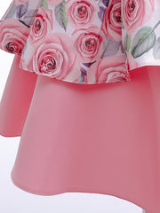 Girls Sleeveless Rose Flower Graphic Bow Princess Dress