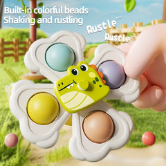 3pcs Kids Bathtub Suction Cup Rotating Toys - Colorful Cartoon Design