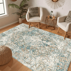 Boho Distressed Persian Area Rug Soft Washable Durable Carpet for Home Decor