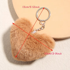 Fluffy Love Heart Keychain Faux Fur Handbag Pendant
