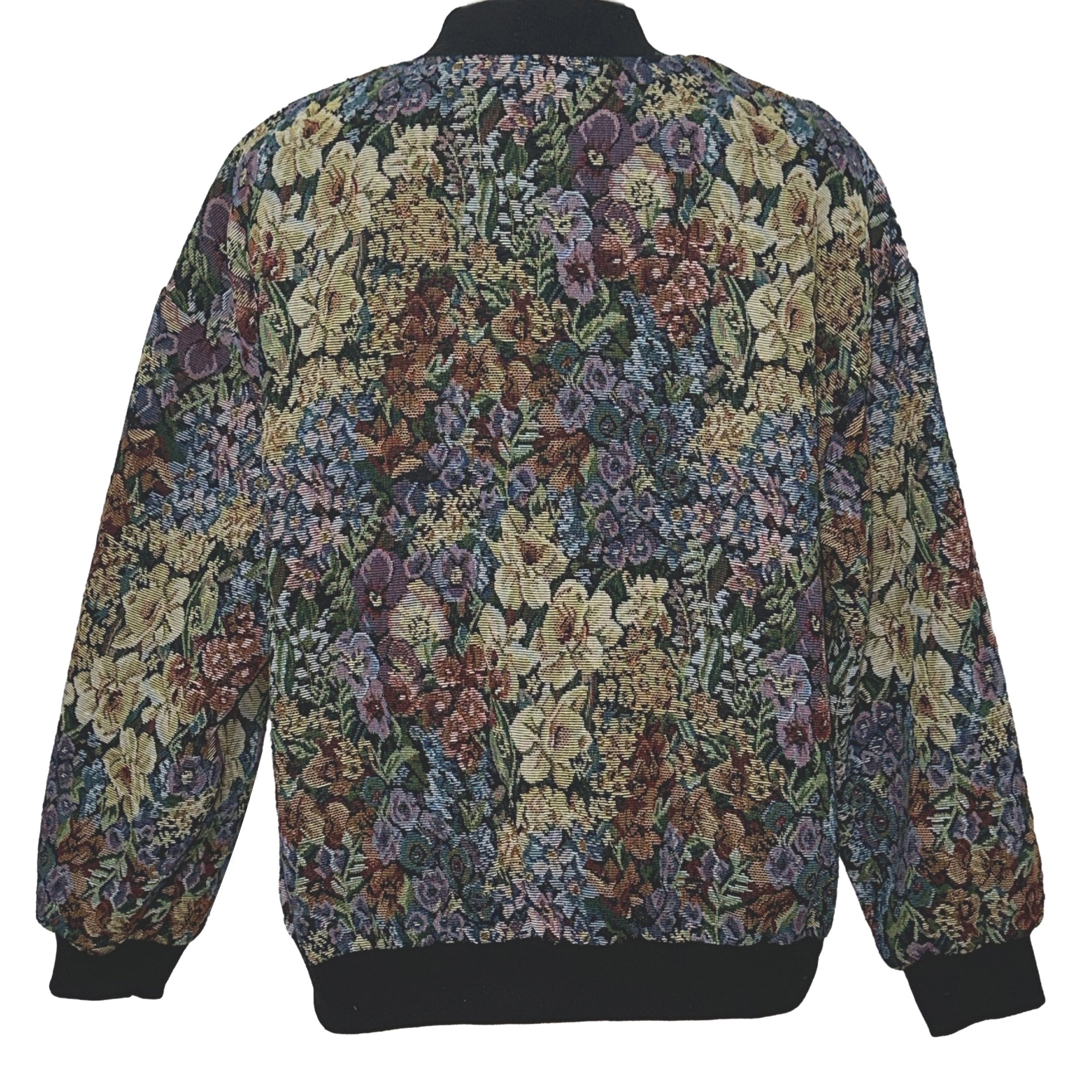 Vintage Baseball Neck Floral Print Jacket Women's Outerwear