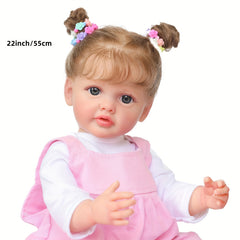 22in Reborn Baby Doll Toy Perfect Gift For Kids Flexible 3D Skin & Layers