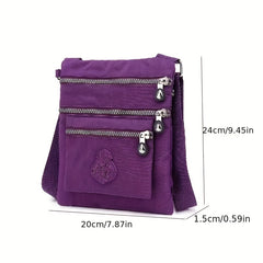 Casual Solid Crossbody Bag Zipper Pockets Bag