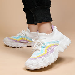 Girl's Knit Running Shoes Slip On Comfy Sneakers Anti skid Breathable