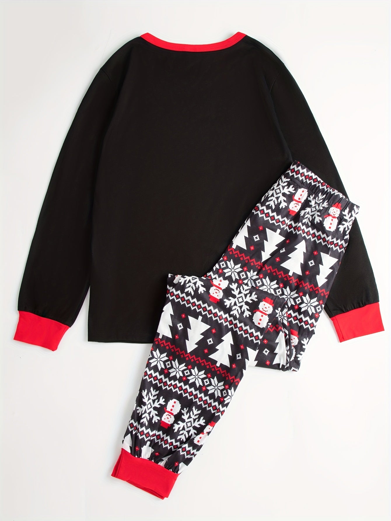Christmas Print Lounge Set Long Sleeve Top & Pants Women's Loungewear