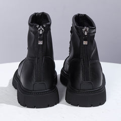 Vintage Solid Boots With Zipper For Girls