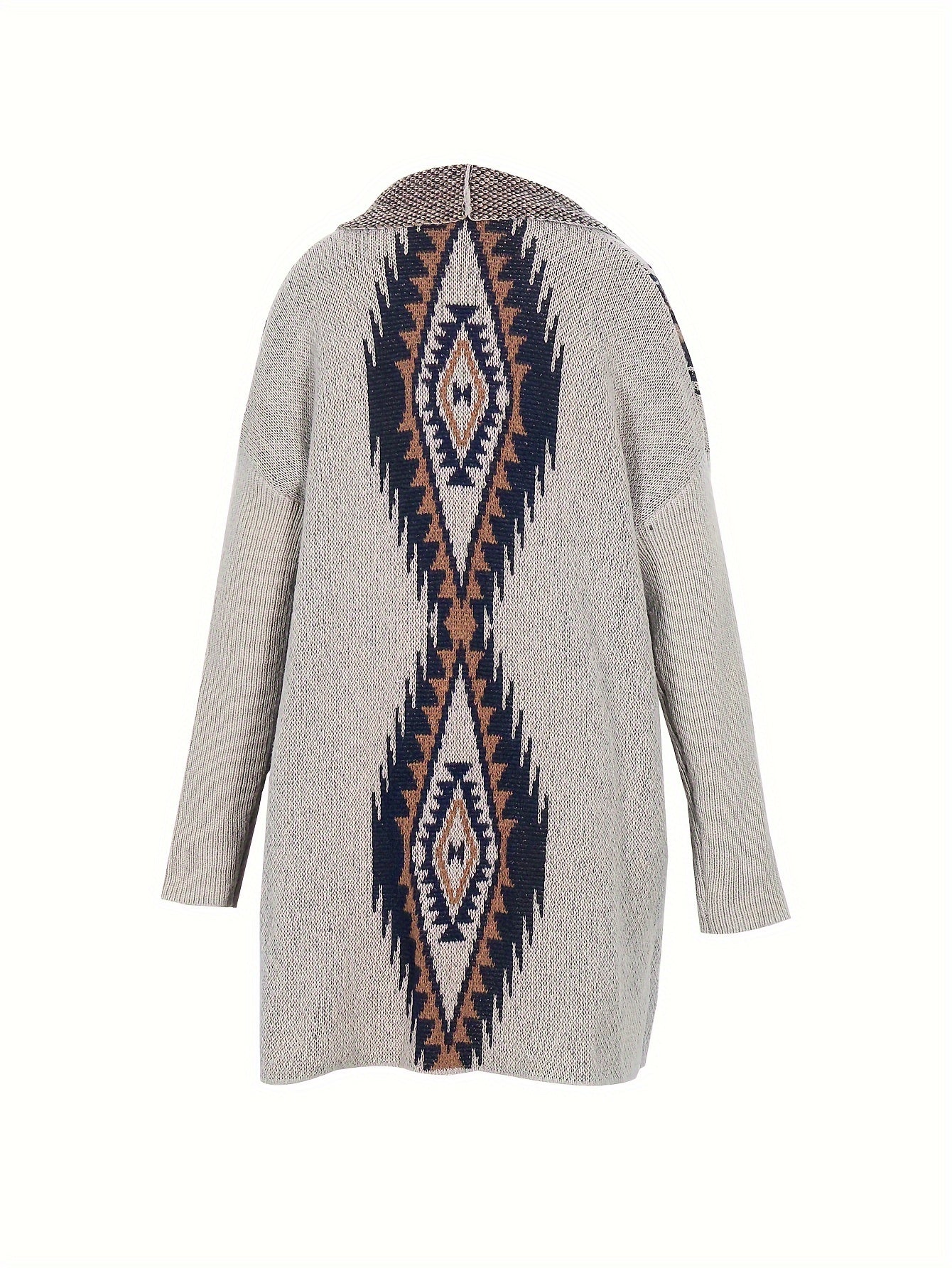 Women's Plus Geometric Print Long Sleeve Cardigan