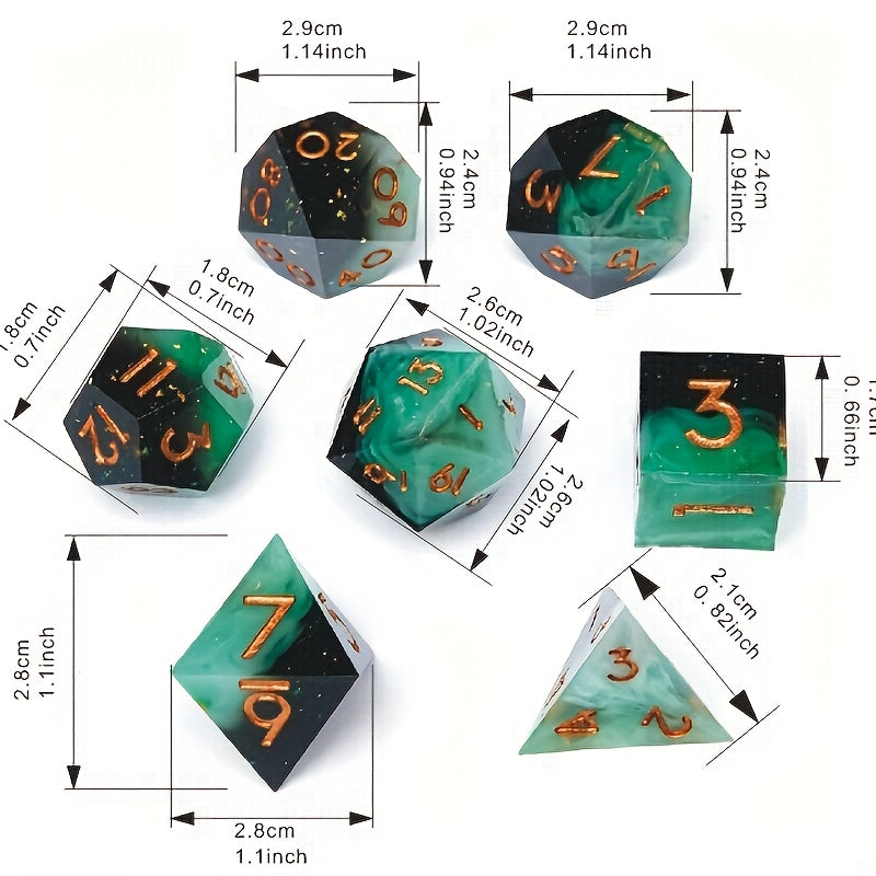 7pcs Sharp Edge Polyhedral Dice Set for Roleplaying Chess Game