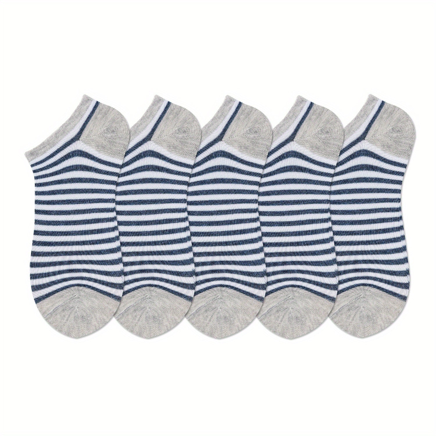 5 Pairs Striped Ankle Socks Women's Sports Stockings
