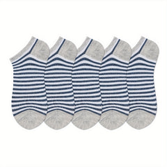 5 Pairs Striped Ankle Socks Women's Sports Stockings