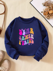 Girls' DEAR SANTA Print Sweatshirt Long Sleeve Pullovers