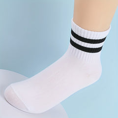 4 Pairs Boys Casual Striped Crew Socks for Ages 4-12