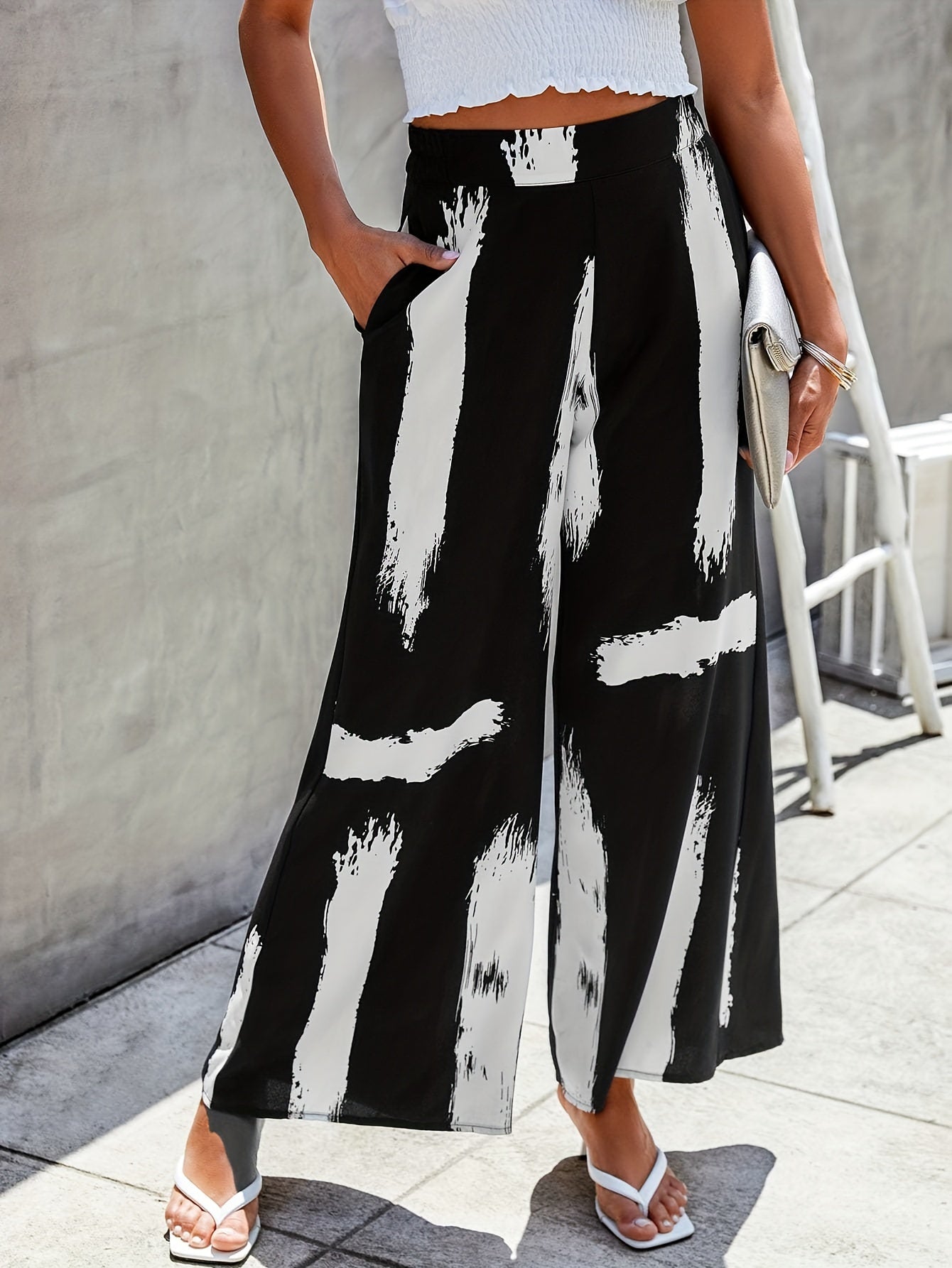 Women's Wide Leg Loose Trousers With Pockets