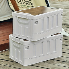 Collapsible Storage Box With Wooden Lid Large Capacity