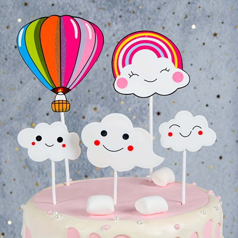 5pcs Colorful Hot Air Balloons Birthday Cake Decoration