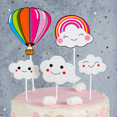5pcs Colorful Hot Air Balloons Birthday Cake Decoration