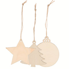 30pcs Christmas Wooden Slices Decorative Pendant DIY Art Crafts