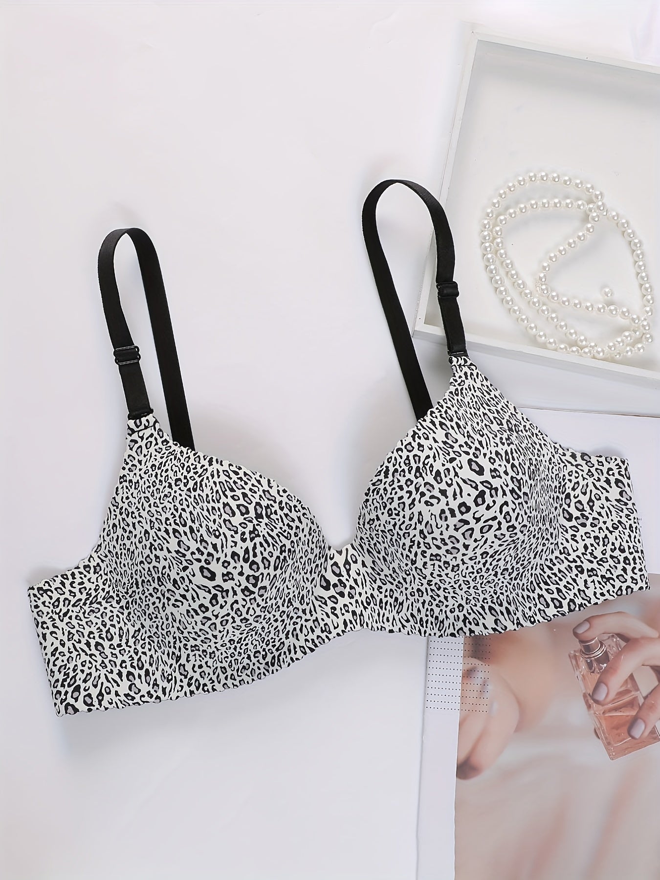 Leopard Print Push Up Bra High Support T shirt Bra Women's Lingerie