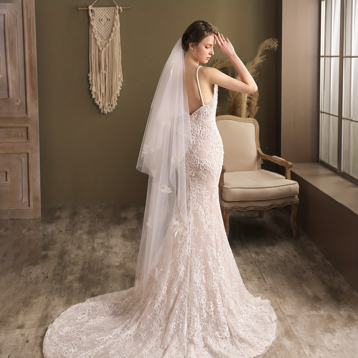 Vintage Floral Bridal Wedding Hair Veil with Comb