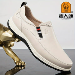 LAORENTOU Men Leather Loafer Shoes Lightweight Slip On Formal Business Shoes
